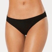 Hula Honey Women's Black Shimmer Rib Cheeky Hipster Bikini Bottoms sz Jr’s XS