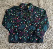 True Vintage 1980s trippy rainbowcore embroidered blazer jacket size small