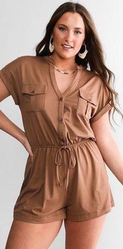 DAYTRIP brown utility stretch spandex romper beach boho