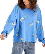 Grayson/Threads- Blue with butterflies on it cropped sweater