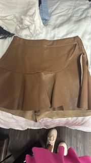 ruffle leather skort