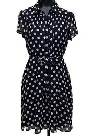 Robert Louis Chiffon Polka Dot Fit and Flare Dress Size L