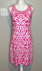 Gretchen Scott Isosceles Jersey Dress in Pink and White Print Rare New Size XS