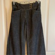 NWOT BCBGMaxAzria DARK BLUE DENIM WIDE LEG JEANS SIZE 25 COTTON