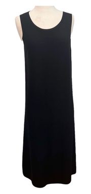 Midi Black Ribbed Sleeveless Dress