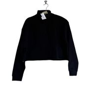 NWT WEWOREWHAT ​Cropped Knit Quarter Zip Pullover Black Medium