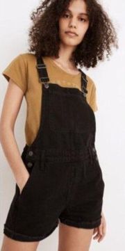 Madewell Adirondack Short Overalls in Washed Black G5149 Women’s Size XS