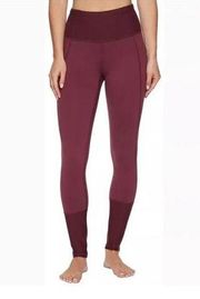 LUCY Activewear To The Barre Legging Merlot Ribbed Leggings Zipper Ankles SZ M