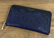 Henri Bendel black and purple Damask Wallet