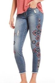 NEW NWT KUT FROM THE KLOTH Connie Ankle Skinny Jeans Embroidered Ripped Cropped