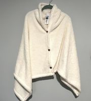 NEW NWT  White Fleece Poncho Wrap