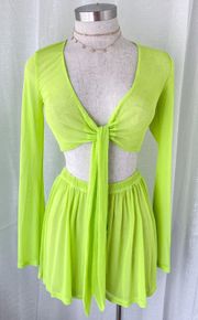 Tie Front Neon Green Festival Set 