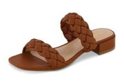 NEW 2 band braided low block heel slide sandal Memory Foam 8