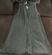 NWT VERVE AMI Misty Gray Long Sleeveless Cardigan Size Small