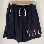 Nike  Sz S Womens Standard Fit Black Embroidered "FLY" Cotton Basketball Shorts