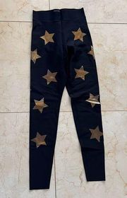 Ultracor Black/Gold Star Metallic Leggings Sz XS