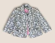 Vintage Y2K Hillard & Hanson Floral Suit Jacket Gray Off White 14P