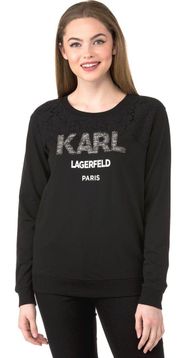 Paris Logo Black Sweatshirt Tweed