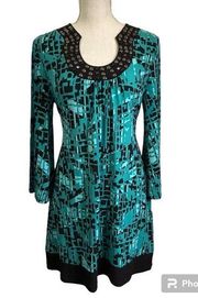 Apt. 9 Green Deco Midi Dress Women's Size Small