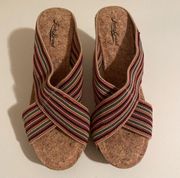 Lucky Brand NWOT  Cork Wedge Sandals Miller Rainbow