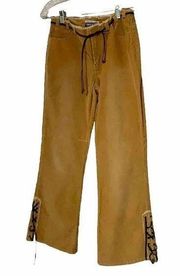 LIMITED TOO Pants Junior Size 3 Tan Flared Roped Bottom Fringe Corduroy Boho