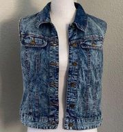 Forever 21  Life in Progress 80’s Inspired Acid Wash Denim Vest Size Medium