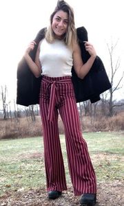 WINDSOR RED PINSTRIPE TROUSER WITH BOW