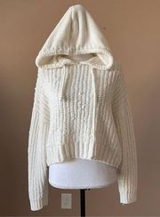 Aeropostale  | Cream Chenille Hooded Knit Sweater Sz M