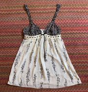 BLACK & CREAM SHEER LINGERIE CAMI DRESS