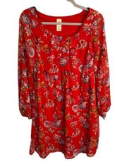 ANTHROPOLOGIE | RED FLORAL DRESS |NEEDLE & THREAD