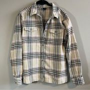 Patagonia  Women’s Cream Gray Plaid Flannel Button Down Shirt 12