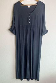Poetry Gray Blue Wool Blend Cottage Core Maxi Dress US 14