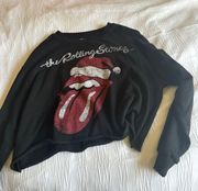 christmas rolling stones cropped sweatshirt 