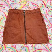 ANGEL KISS DENIM COLLECTION RUST RED ZIPPER SKIRT