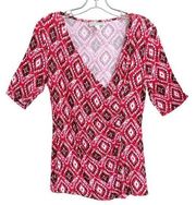 Dana Buchman Red V-Neck Stretchy Blouse Tpp Size Small