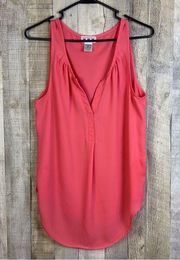 Three Pink Hearts Trixxi Size Large V-Neck Light Weight Peach Color Tank Top