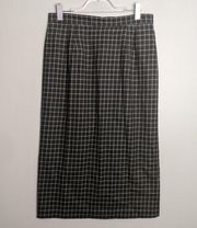 Vintage 80's Charter Club Classic Straight Midi Skirt Plaid 100% Wool Lined