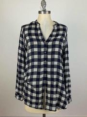 Armani Exchange Long Sleeve Patterned Popover Blouse Small