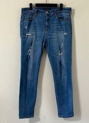 Aeropostale High Waisted Ankle Medium Wash Distressed Denim Jeans Size 12