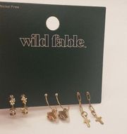 Wild Fable Womens Nickel Free Pierced Earrings 3 Pairs Gold