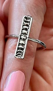 Sterling Silver Stamped Celestial Phases Of The Moon Bar Ring