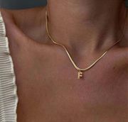 F Herringbone Chain Necklace 