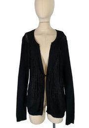 Sandro Fringe Ribbed Knit Cardigan Size 6