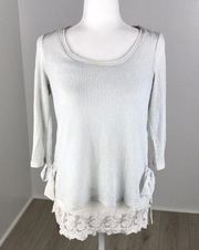 LC Lauren Conrad White Mesh Lined Top Size XS