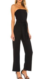 Superdown Jordan Strapless Tie Waist Jumpsuit Black SMALL Cocktail Revolve NEW