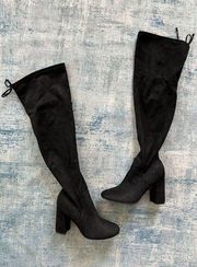 Unisa Black Jaydi Over the Knee Heeled Faux Suede Boots Size 8W