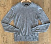 Long Sleeve Crew Neck Merino Wool Long Sleeve Sweater in Grey Size Large