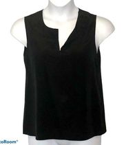 Antonio Melani Black Silk Split Collar Sleeveless Blouse size Small