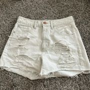 Garage  Light Wash Ripped Denim Shorts