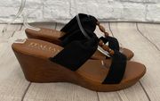 Italian Shoemaker women 8.5 double strap wedge sandals black 